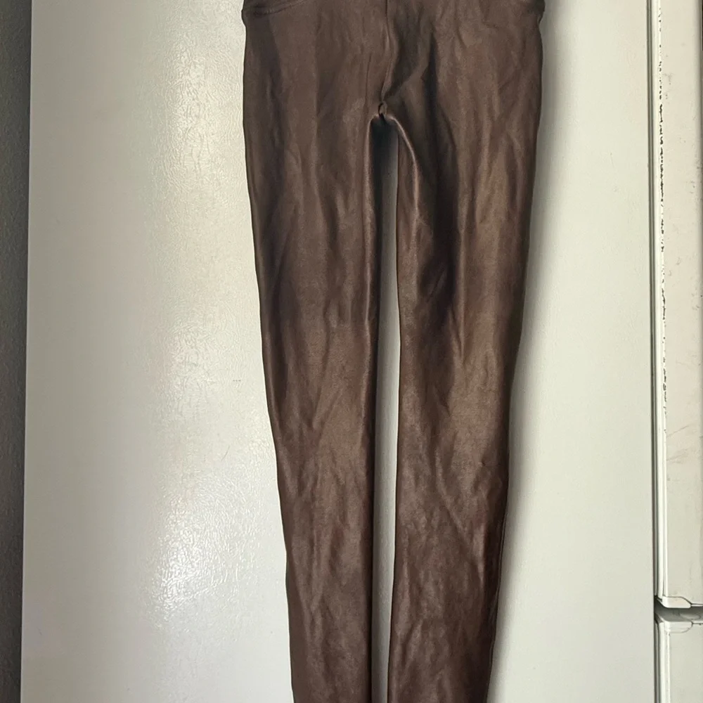 SPANX Brown Faux Leather-Look Leggings